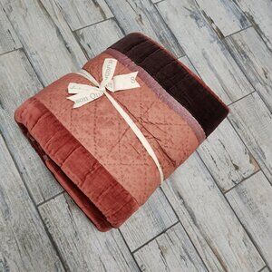 Quilt King Size 105 X 90 Smith & Johnson Orange And Brown Stripes